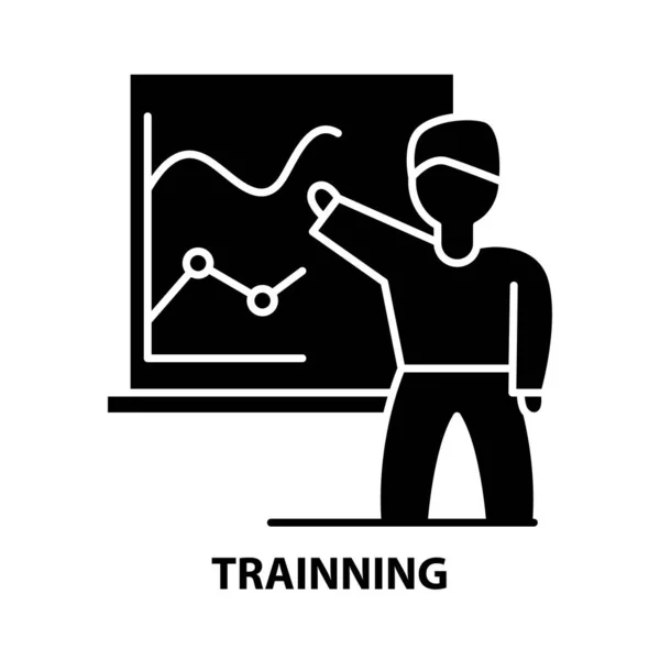 Trainingspictogram, zwart vectorbord met instelbare slagen, conceptillustratie — Stockvector