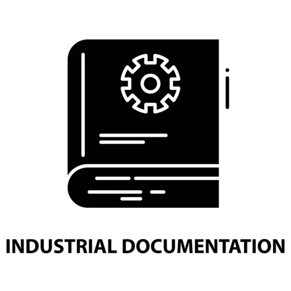 Industriedokumentation-Symbol, schwarzes Vektorzeichen mit editierbaren Strichen, Konzeptillustration — Stockvektor