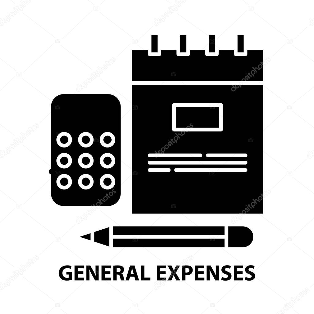 general expenses icon, black vector sign with editable strokes, concept illustration