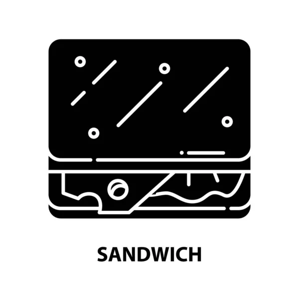 Ikona kanapki, czarny znak wektorowy z edytowalnymi pociągnięciami, ilustracja koncepcyjna — Wektor stockowy