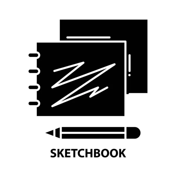 Sketchbook icon, black vector sign with editable strokes, concept illustration — Stock Vector