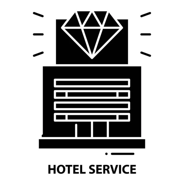 Icono del servicio del hotel, signo de vector negro con trazos editables, ilustración del concepto — Vector de stock