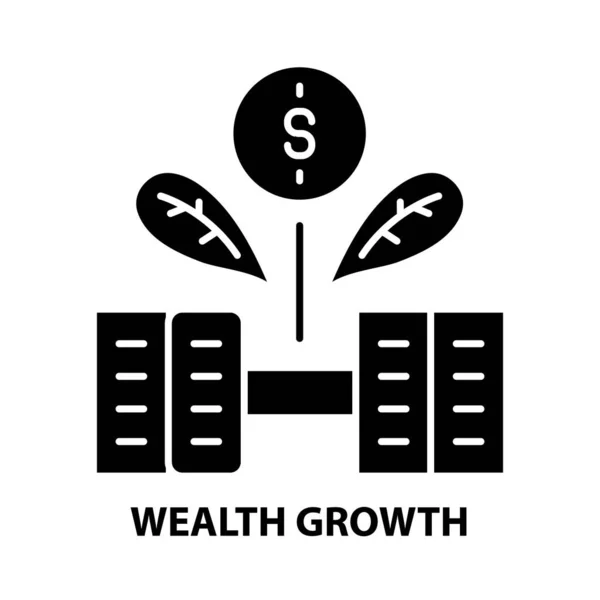 Ícone de crescimento de riqueza, sinal de vetor preto com traços editáveis, ilustração conceito — Vetor de Stock