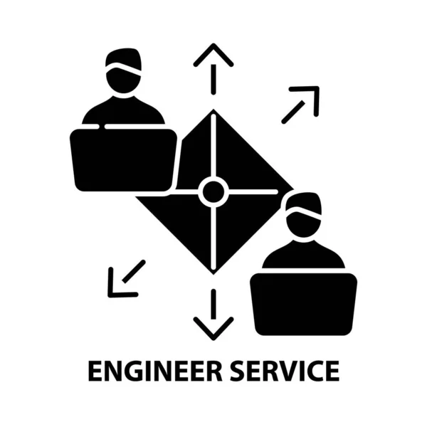 Ingenieur-Service-Symbol, schwarzes Vektorschild mit editierbaren Strichen, Konzeptillustration — Stockvektor