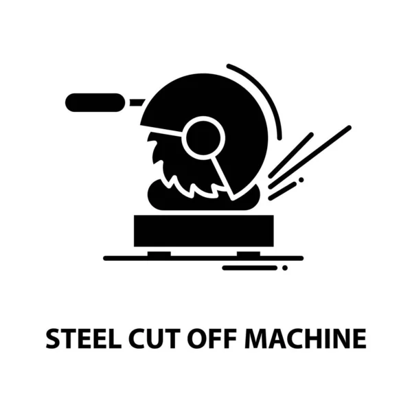 Ícone de símbolo de máquina cortada de aço, sinal de vetor preto com traços editáveis, ilustração de conceito — Vetor de Stock