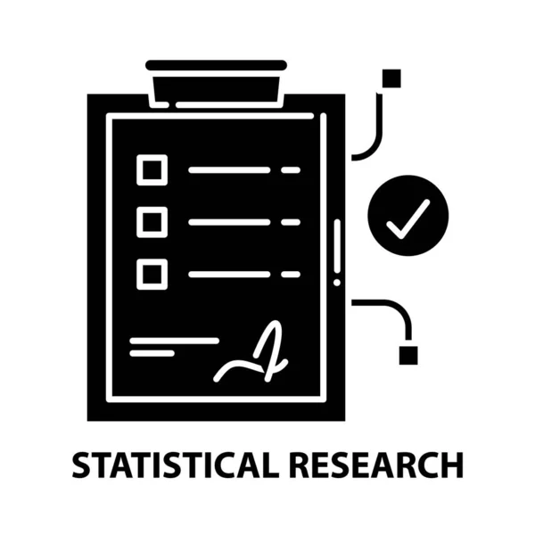 Statistisch onderzoeksicoon, zwart vectorteken met instelbare slagen, conceptillustratie — Stockvector