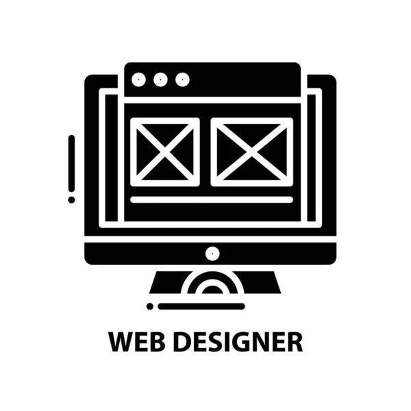 Web designer icon, black vector sign with editable strokes, concept illustration — Stock Vector