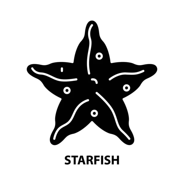 Icono de estrella de mar, signo de vector negro con trazos editables, ilustración conceptual — Vector de stock