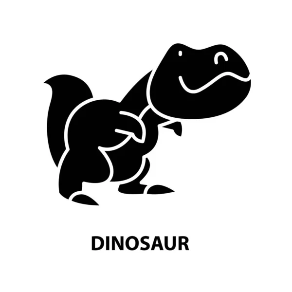 Icono de dinosaurio, signo de vector negro con trazos editables, ilustración de concepto — Archivo Imágenes Vectoriales