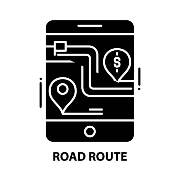 Icono de ruta de la carretera, signo de vector negro con trazos editables, ilustración de concepto — Vector de stock