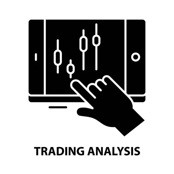 Ikona analizy handlu, czarny znak wektora z edytowalnymi pociągnięciami, ilustracja koncepcyjna — Wektor stockowy