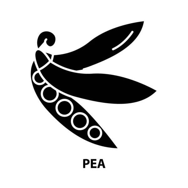 Icona simbolo del pisello, segno vettoriale nero con tratti modificabili, illustrazione concettuale — Vettoriale Stock