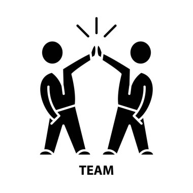 Takım simgesi, düzenlenebilir vuruşlu siyah vektör işareti, konsept illüstrasyon