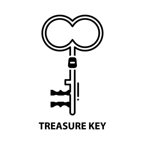 Treasure key icon, black vector sign with editable strokes, concept illustration — Stock Vector