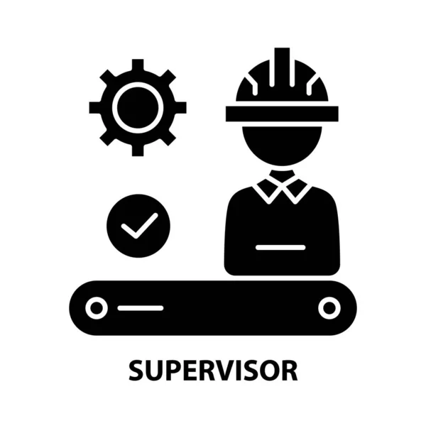 Supervisor-Symbol, schwarzes Vektorzeichen mit editierbaren Strichen, Konzeptillustration — Stockvektor