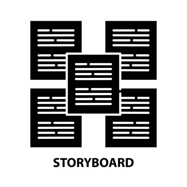 ストーリーボードのアイコン編集可能なストロークと黒のベクトル記号コンセプトイラスト — ストックベクタ