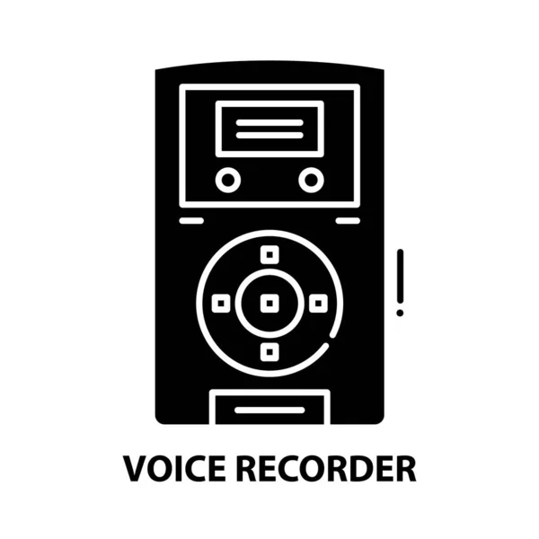 Icono de símbolo de grabadora de voz, signo de vector negro con trazos editables, ilustración de concepto — Vector de stock