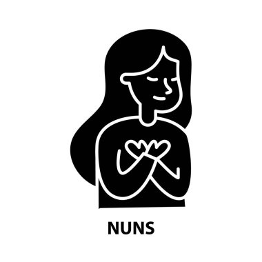 Rahibe simgesi, siyah vektör işareti, düzenlenebilir vuruşlar, konsept illüstrasyon