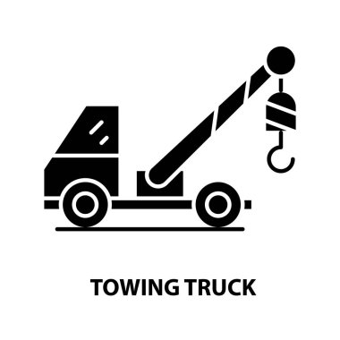 Çekici simgesi simgesi, düzenlenebilir vuruşlarla siyah vektör işareti, konsept illüstrasyon