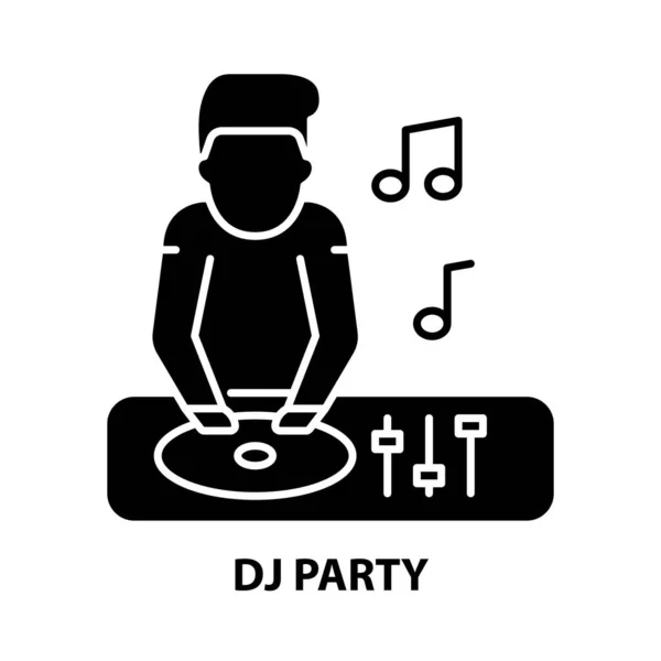 Dj icono del partido, signo de vector negro con movimientos editables, ilustración de concepto — Vector de stock