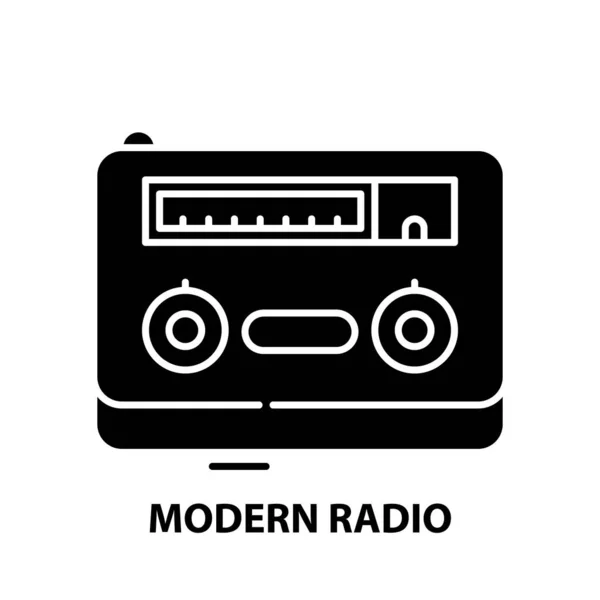 Moderna icona radio, segno vettoriale nero con tratti modificabili, illustrazione concettuale — Vettoriale Stock