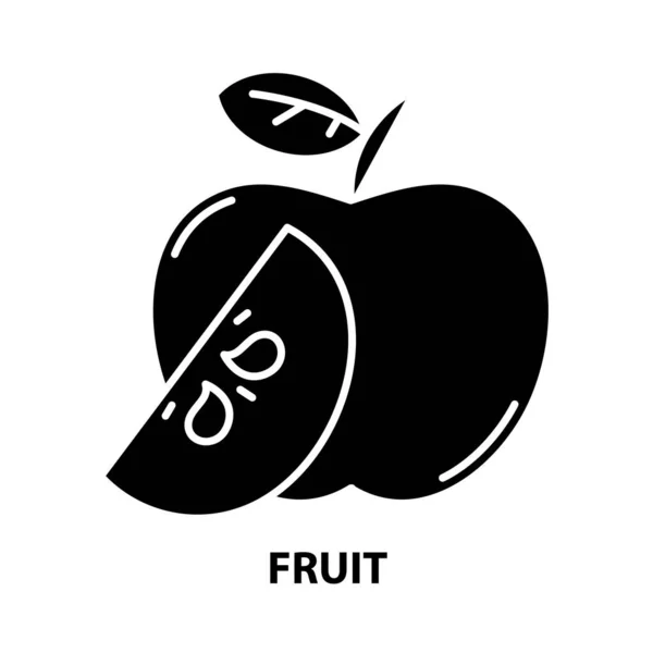 Meyve sembolü simgesi, düzenlenebilir vuruşlarla siyah vektör işareti, konsept illüstrasyon — Stok Vektör