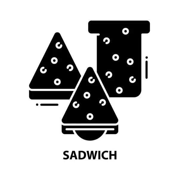 Ikona sadwich, czarny znak wektorowy z edytowalnymi pociągnięciami, ilustracja koncepcyjna — Wektor stockowy