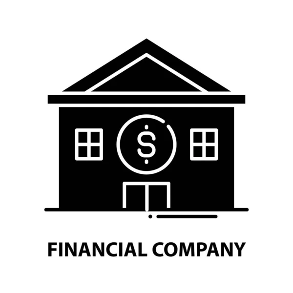 Иконка финансовой компании, черный векторный знак с редактируемыми штрихами, концептуальная иллюстрация — стоковый вектор