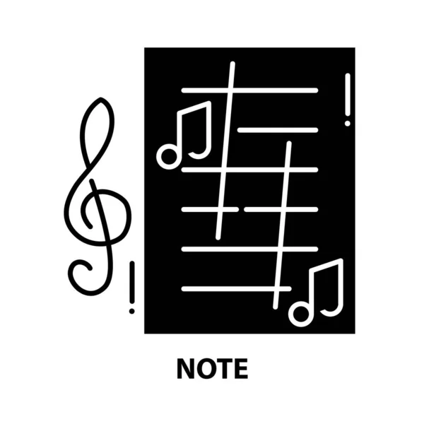 Icône de note, signe vectoriel noir avec touches modifiables, illustration de concept — Image vectorielle