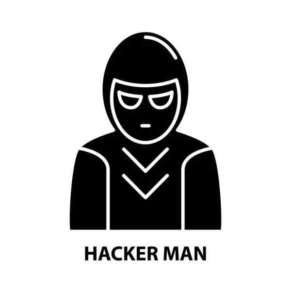 Ikona hakera człowieka, czarny znak wektora z edytowalnymi pociągnięciami, ilustracja koncepcyjna — Wektor stockowy