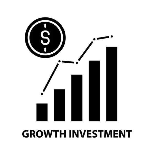 增长投资图标，带有可编辑笔划的黑色矢量符号，概念说明 — 图库矢量图片