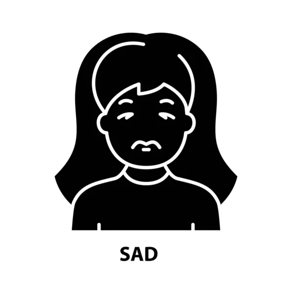 Icono triste, signo de vector negro con trazos editables, ilustración conceptual — Vector de stock