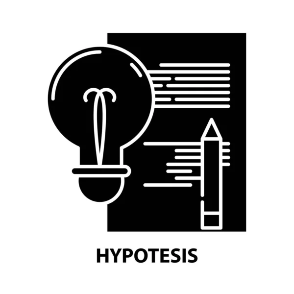 Ikona hipotezy, czarny znak wektora z edytowalnymi pociągnięciami, ilustracja koncepcyjna — Wektor stockowy