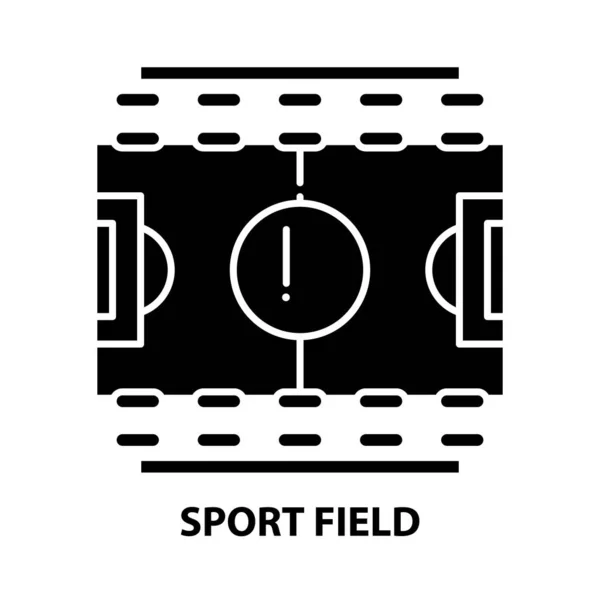 Sportfeld-Symbol, schwarzes Vektorschild mit editierbaren Strichen, Konzeptillustration — Stockvektor