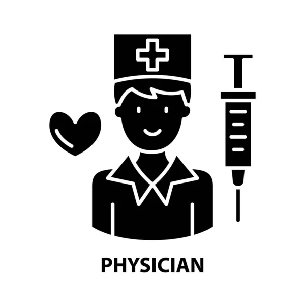 Иконка врача, черный векторный знак с редактируемыми штрихами, концептуальная иллюстрация — стоковый вектор
