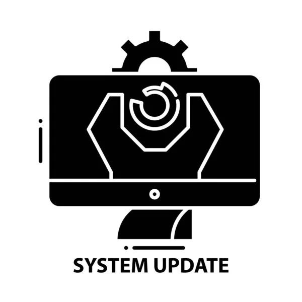 Icône de mise à jour du système, signe vectoriel noir avec traits modifiables, illustration de concept — Image vectorielle