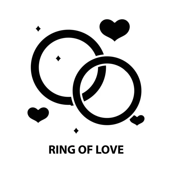 Ring der Liebe Ikone, schwarzes Vektorzeichen mit editierbaren Strichen, Konzeptillustration — Stockvektor