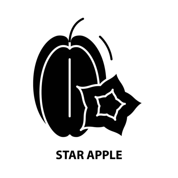 A star apple icon, black vector sign with editable stroke, 컨셉트 일러스트 — 스톡 벡터