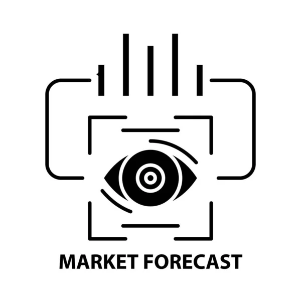 Tržní predikce symbol ikona, černá vektorová značka s upravitelnými tahy, koncept ilustrace — Stockový vektor