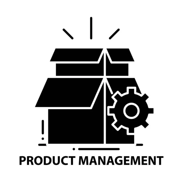 Product management icoon, zwart vectorteken met aanpasbare slagen, concept illustratie — Stockvector