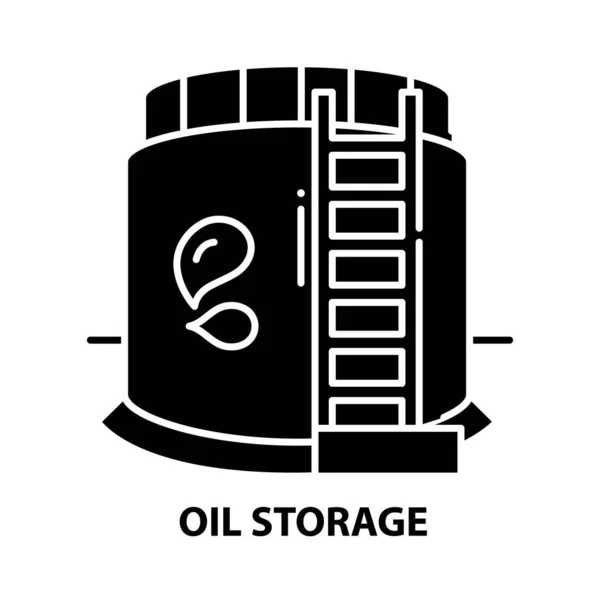 오 일 스토리지 아이콘, 검은 벡터 사인 편집 가능 한 획으로, 컨셉 삽화 — 스톡 벡터