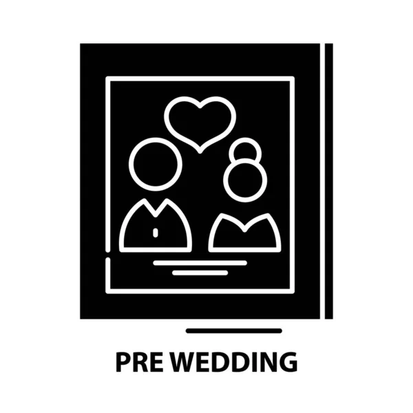 Icono de pre boda, signo de vector negro con trazos editables, ilustración de concepto — Archivo Imágenes Vectoriales