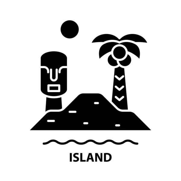 Island icon, black vector sign with editable strokes, concept illustration — Stockový vektor