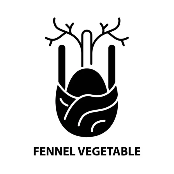 Fenchel-Gemüse-Symbol, schwarzes Vektorzeichen mit editierbaren Strichen, Konzeptillustration — Stockvektor