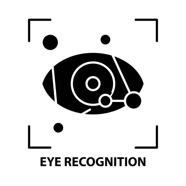 Icône de reconnaissance des yeux, signe vectoriel noir avec traits modifiables, illustration de concept — Image vectorielle