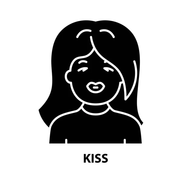 Icono de beso, signo de vector negro con trazos editables, ilustración conceptual — Vector de stock