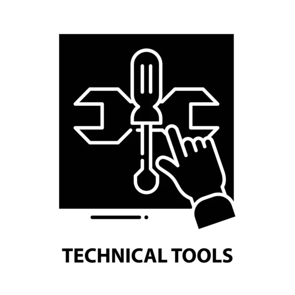 Technical tools icon, black vector sign with editable strokes, concept illustration — Wektor stockowy