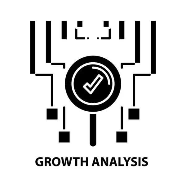 Groeianalyse icoon, zwart vectorteken met instelbare slagen, conceptillustratie — Stockvector