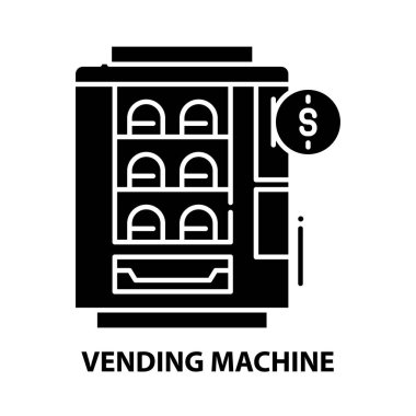 otomat simgesi, düzenlenebilir vuruşlu siyah vektör işareti, konsept illüstrasyon