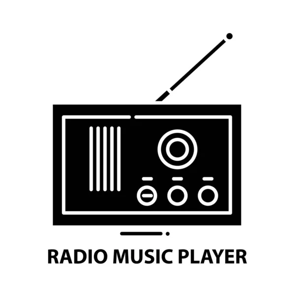 Radio music player icon, black vector sign with editable strokes, concept illustration — Stockový vektor
